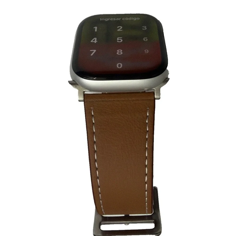 Strap Band Brown Unisex's Leather‎ replacement Band Series 10 iPhone Size 42/45